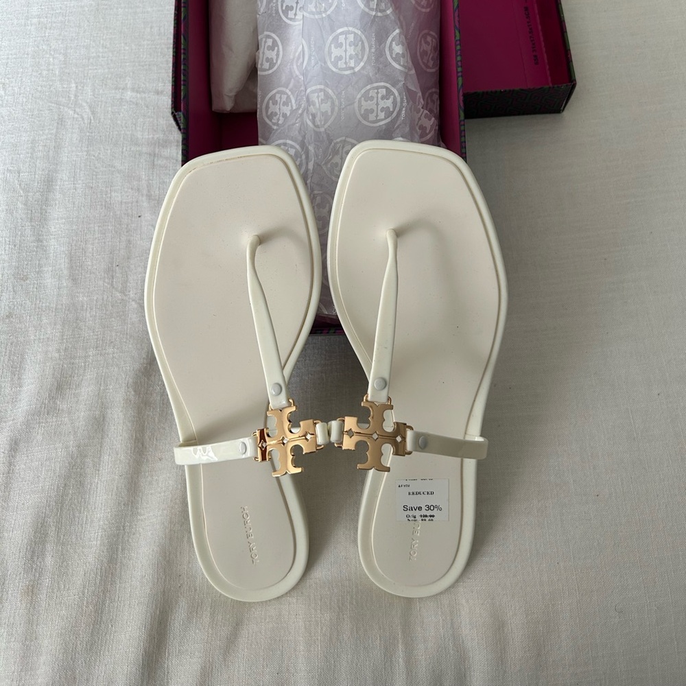 Tory Burch Cream and Gold Sandals